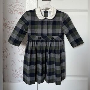Plaid Kids Formal Dress - Green and Gray